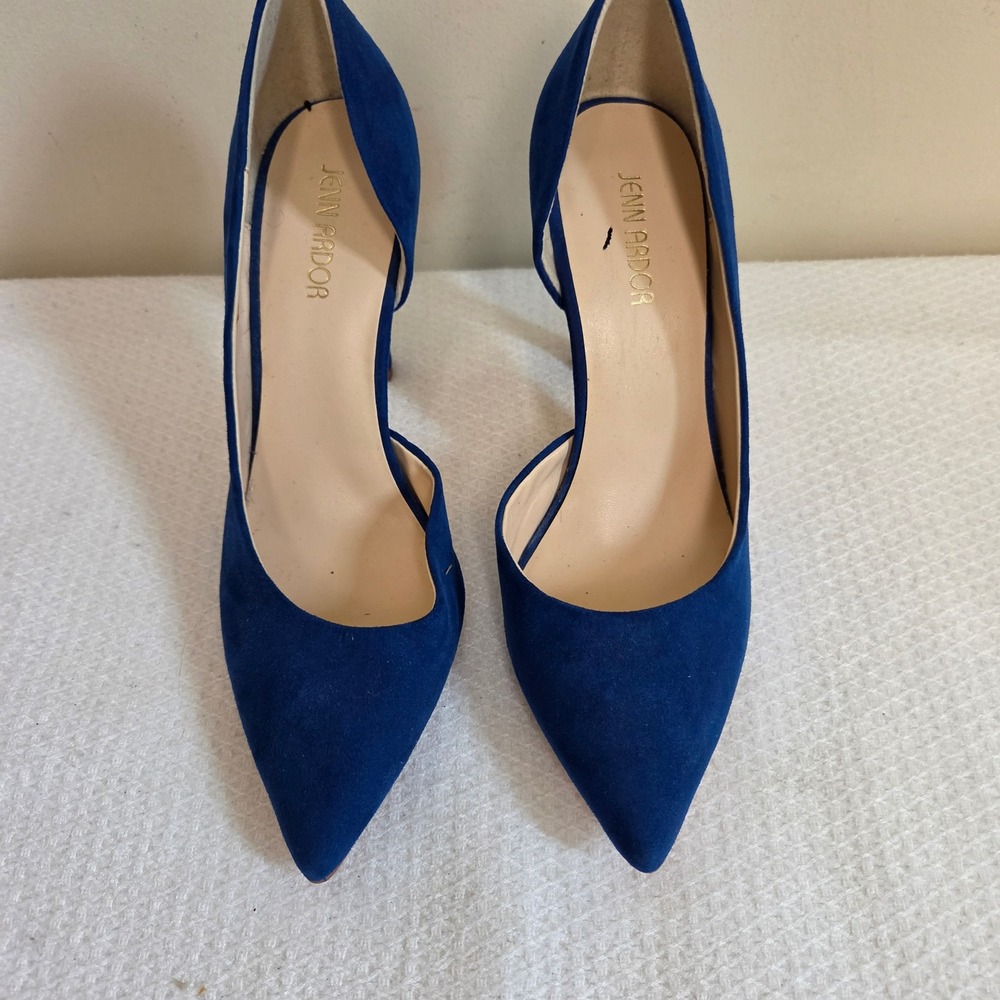 Jenn Ardor Womens Royal Blue Suede DOrsay Pointed Toe Stiletto Pumps 8.5